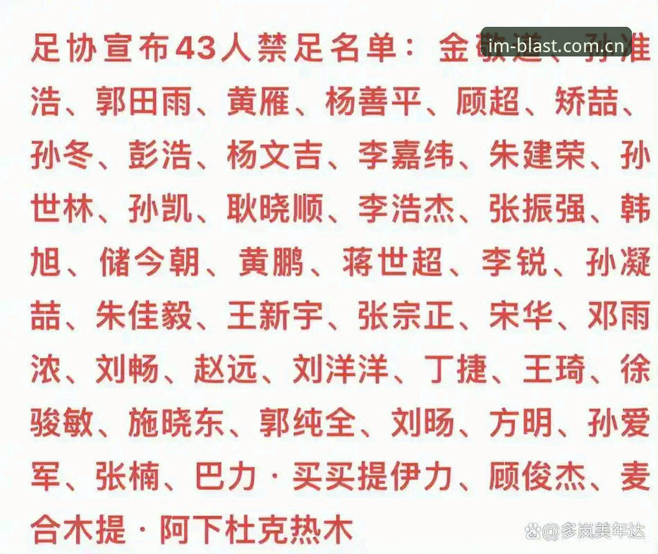 中国足协第三批禁足名单深度阅读指南：从IM电竞娱乐官网了解足球反腐新进展